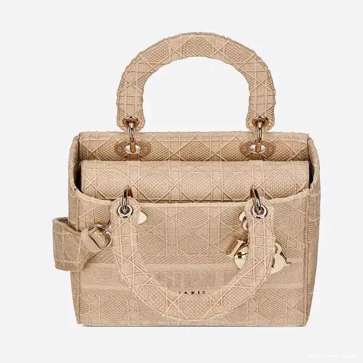 Cheap Medium Canvas Beige D-lite Motif Bag Cannage Lady 0519 Luxury